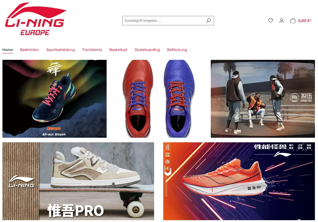Startseite Li-Ning Sportartikel